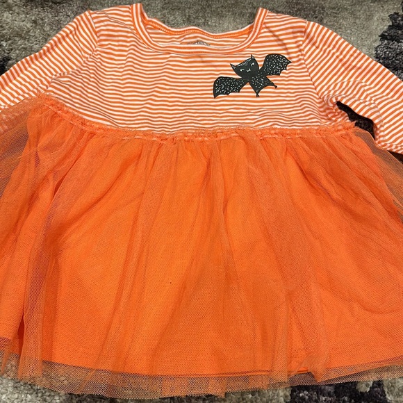 2T Halloween toddler set long sleeve orange and white stripes with bat pants - Picture 5 of 9